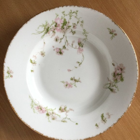 Bundle of 3 Limoges France porcelain 1 pasta bowl and 2 plates floral patterns - Picture 2 of 8